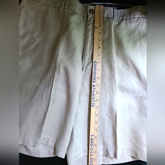 Daniel Bishop Shorts Men's 38 Tan 100% Linen Flat Front Stay Tucked Waistband - Picture 4 of 9